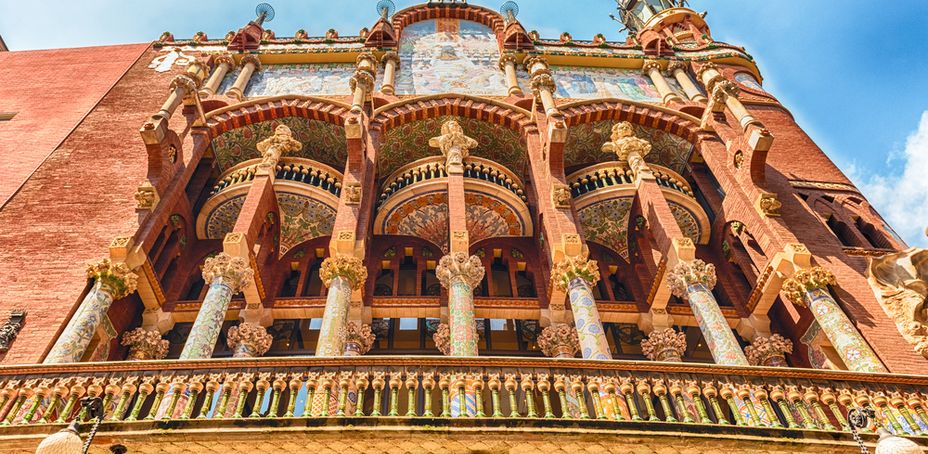 Exterior of Palau de la Musica Catalana, modernist Concert Hall in Barcelona, Catalonia, Spain