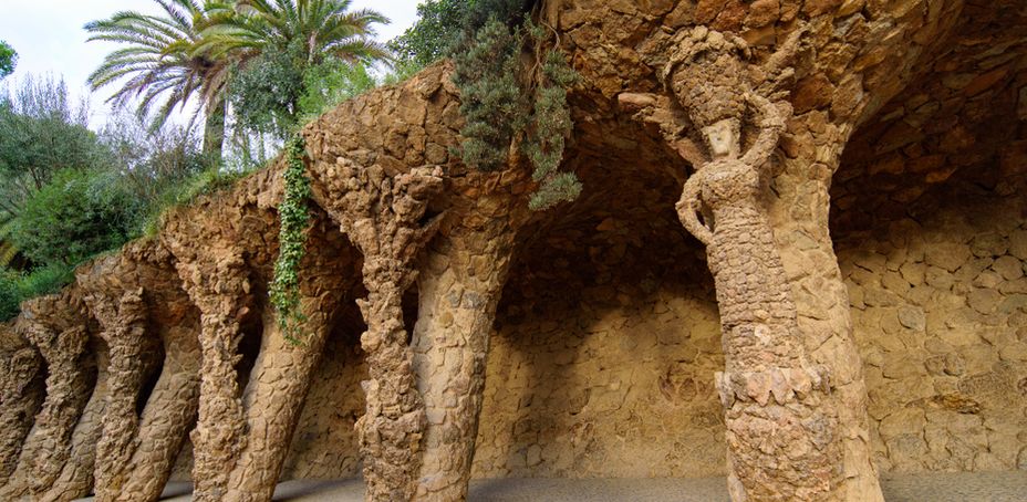 The Portico of the Washerwoman at Park Güell in Barcelona.